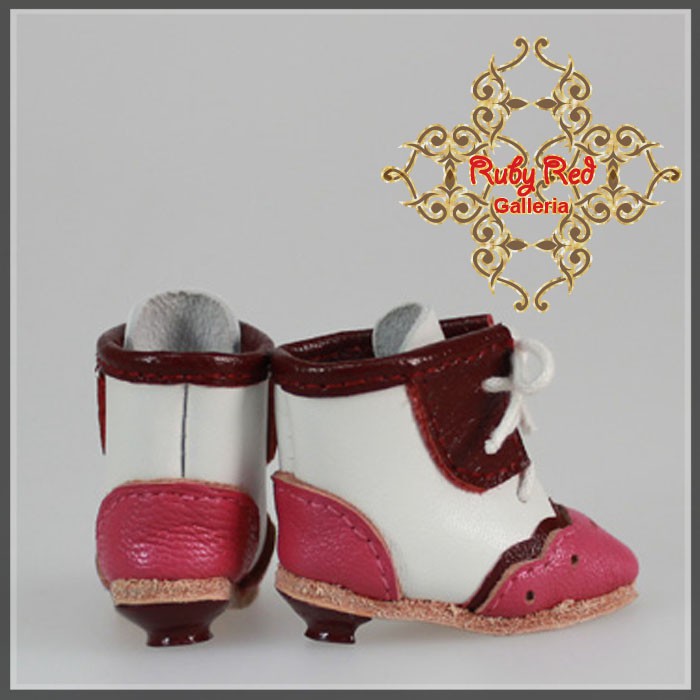 Pink & White Leather Boots for 11.5" Bleuette Doll (EH0037A)