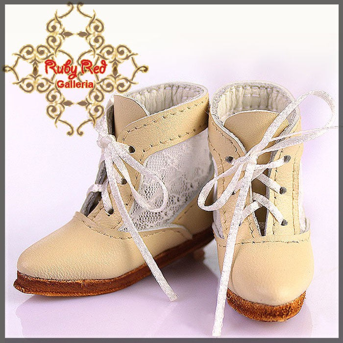 Ivory Leather & Lace Boots for 11.5" Bleuette Doll (EH0032A)