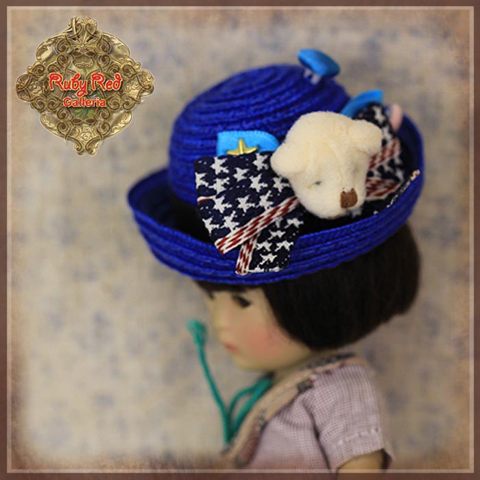 Straw Hat with Bear for Yu Ping (Blue Version) (HZ0017B)