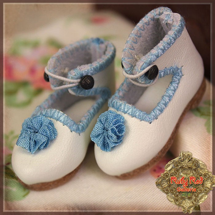 White Real Leather Boots for 8'' Dolls (HH0027A)