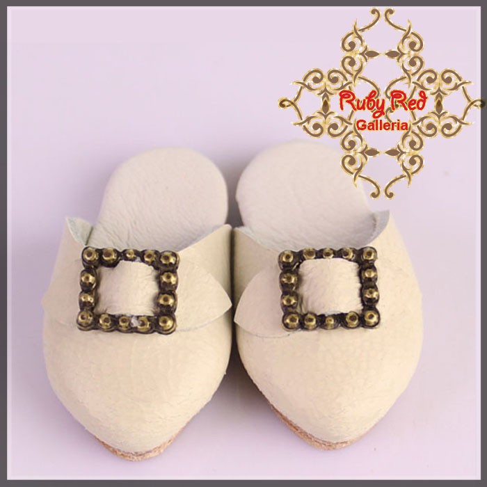 White Leather Slipper for 11.5" Bleuette Doll (EH0030A)