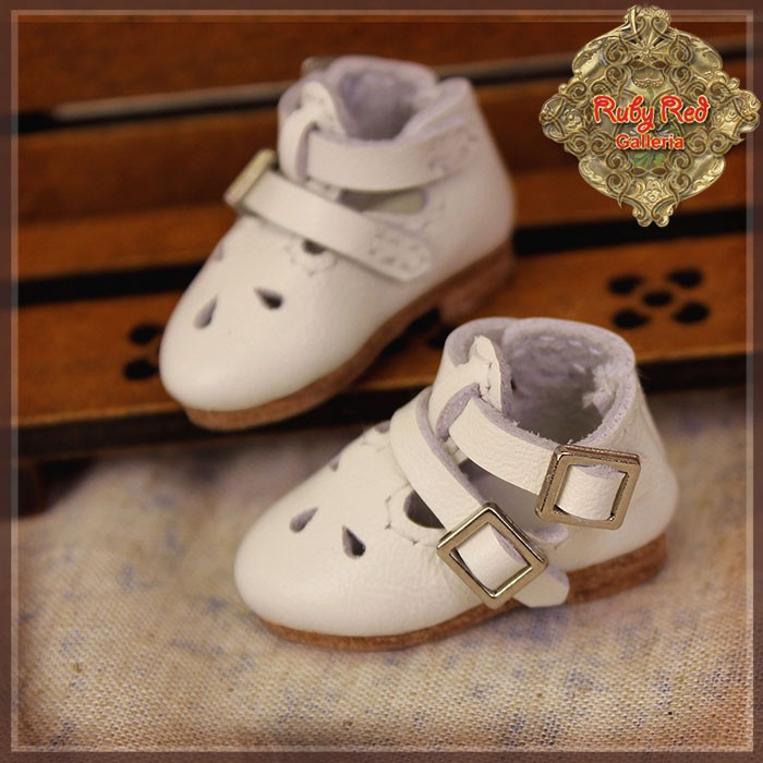 White Real Leather Shoes for 8'' Dolls (HH0028A )