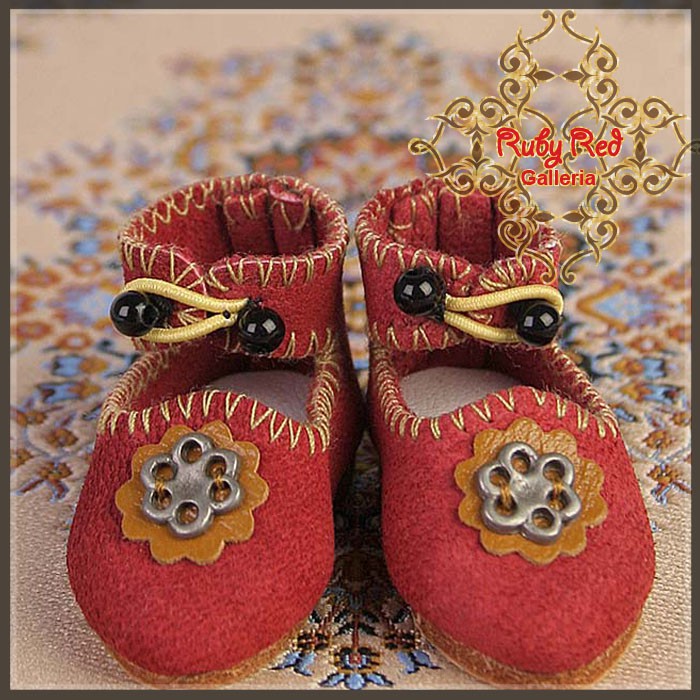 Red Leather Shoes for 11.5" Bleuette Doll (EH0022A)