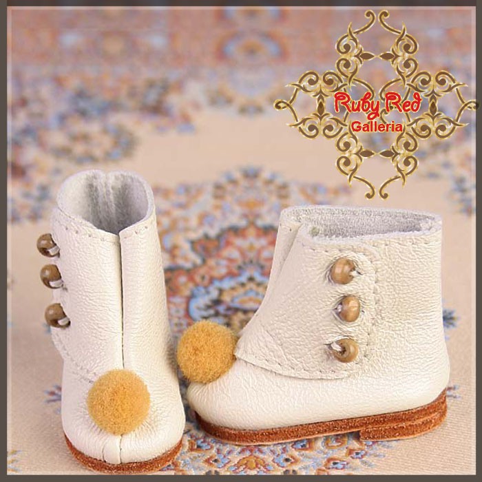 White Leather Shoes for 11.5" Bleuette Doll (EH0016A)