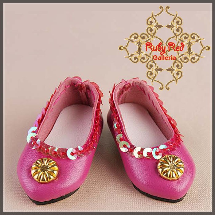 Hot Pink Leather Shoes for 11.5" Bleuette Doll (EH0012A)