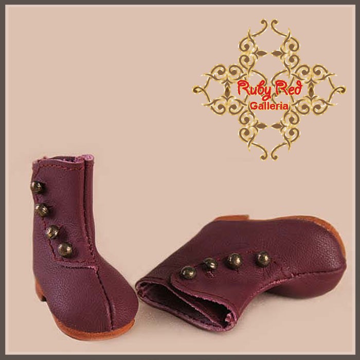 Burgandy Leather Shoes for 11.5" Bleuette Doll (EH0010A)
