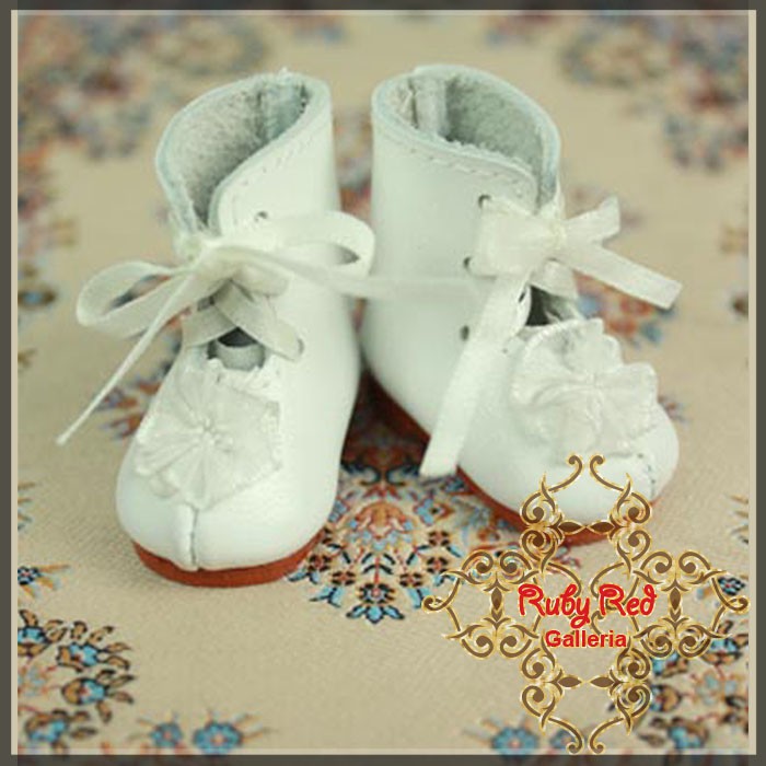 White Leather Shoes for 11.5" Bleuette Doll (EH0007B)