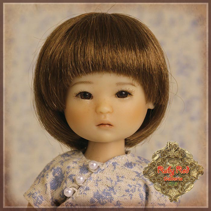 Brown Bob Human Hair Wig for 8" Dolls (HD0007A)