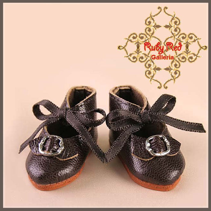 Dark Brown Leather Shoes for 11,5" Bleuette Doll (EH0005A)