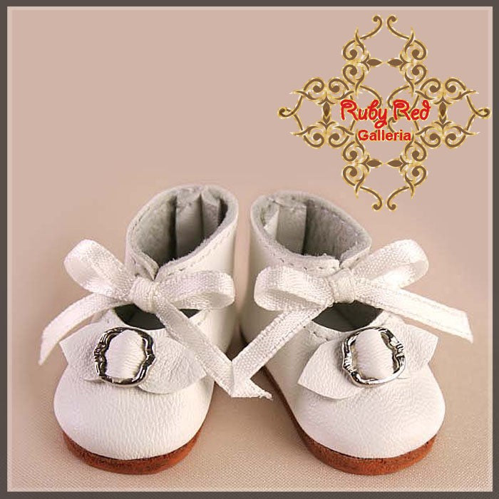 White Leather Shoes for 11.5" Bleuette Doll (EH0002A)
