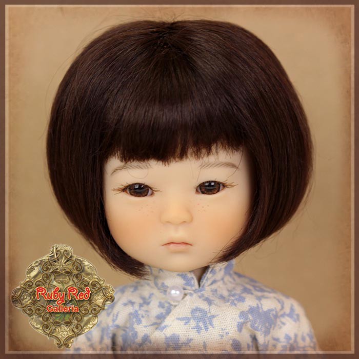 Dark Brown Bob Mohair Wig for 8" Dolls (HD0007D)