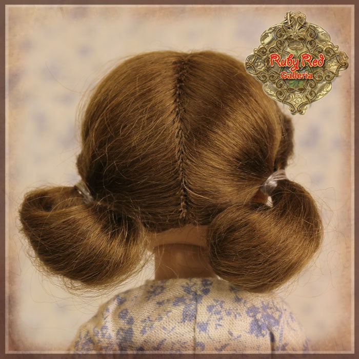 Brown Pigtails Mohair Wig for 8" Dolls (HD0008A)