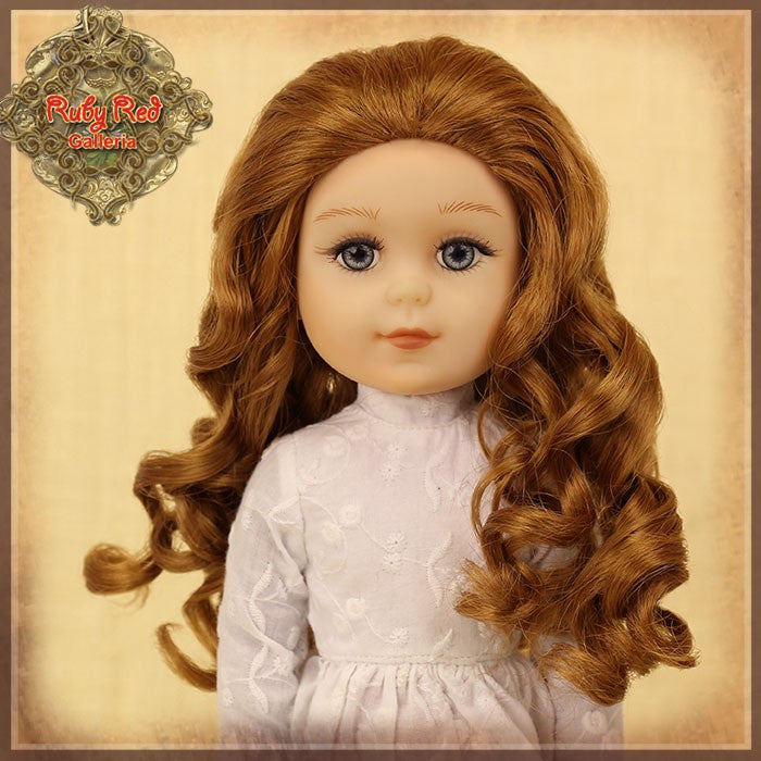 KD0003C Curly Brown Parting Wig for 14” Play Girl