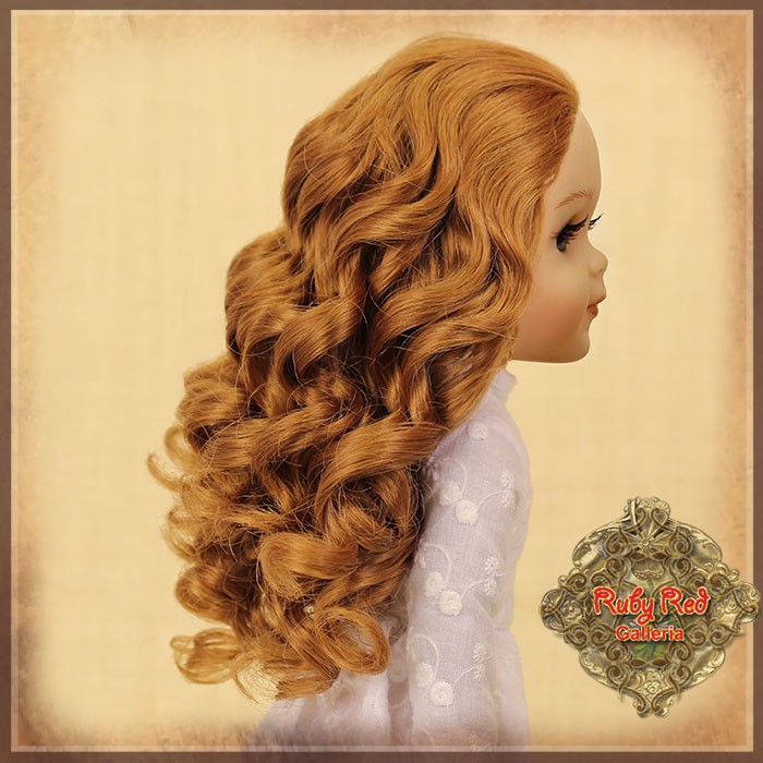 KD0003C Curly Brown Parting Wig for 14” Play Girl