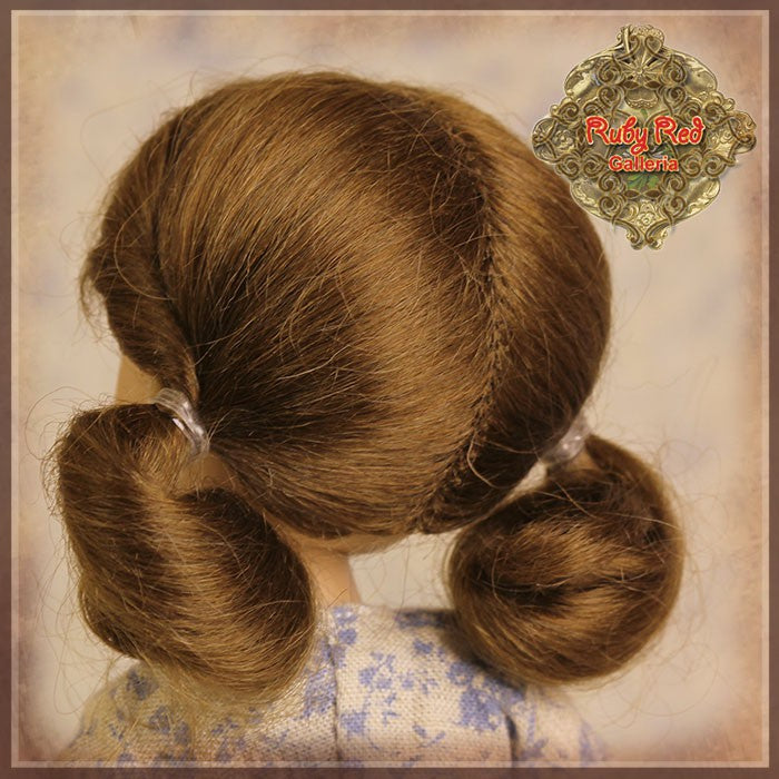 Brown Pigtails Mohair Wig for 8" Dolls (HD0008A)