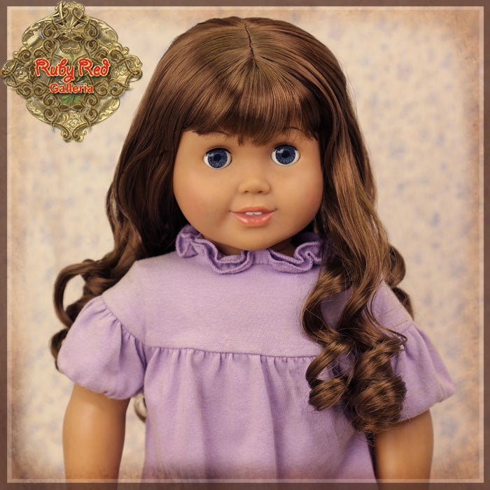 Curly Brown Wig with Bangs for 18” Play Girl (AD0035A)