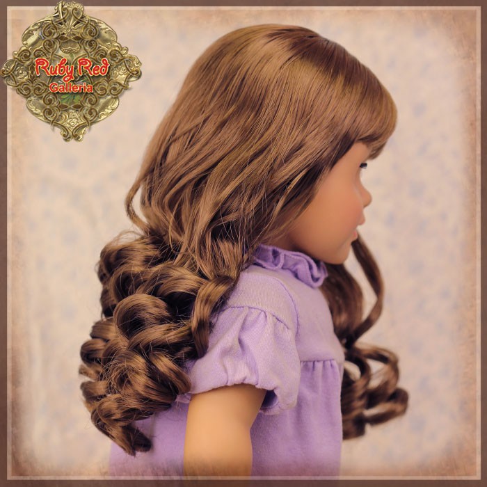 Curly Brown Wig with Bangs for 18” Play Girl (AD0035A)