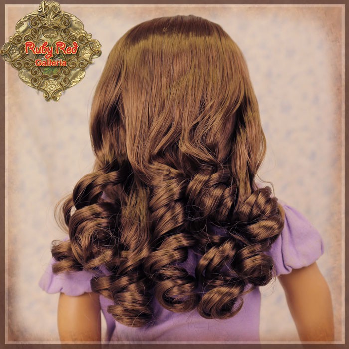 Curly Brown Wig with Bangs for 18” Play Girl (AD0035A)