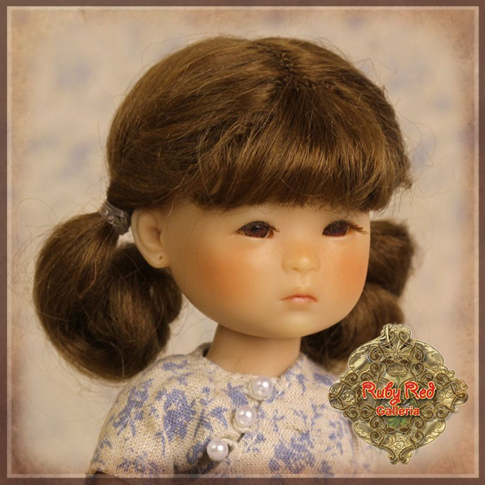 Brown Pigtails Mohair Wig for 8" Dolls (HD0008A)