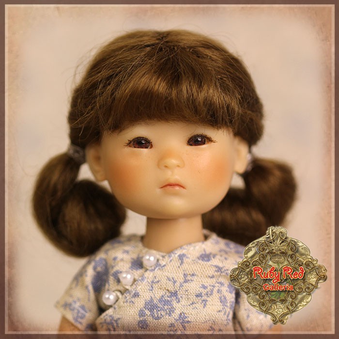 Brown Pigtails Mohair Wig for 8" Dolls (HD0008A)