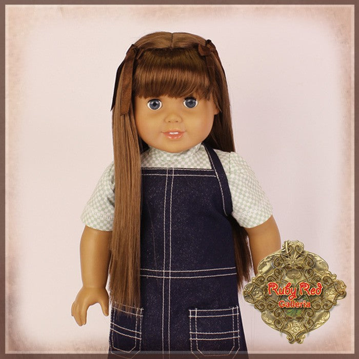 Brown Straight Wig with Bangs for 18” Play Girl (AD0030B)