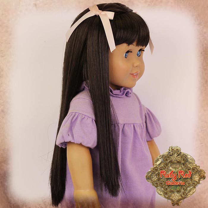 Dark Brown Straight Wig with Bangs for 18” Play Girl (AD0030A)