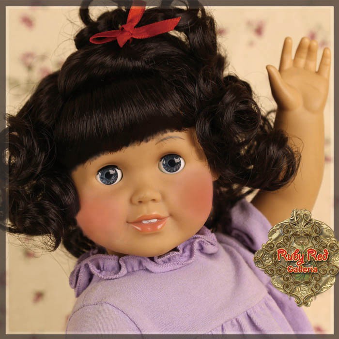 Black Curly Wig with Bangs for 18” Play Girl (AD0028A)