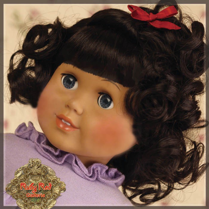 Black Curly Wig with Bangs for 18” Play Girl (AD0028A)