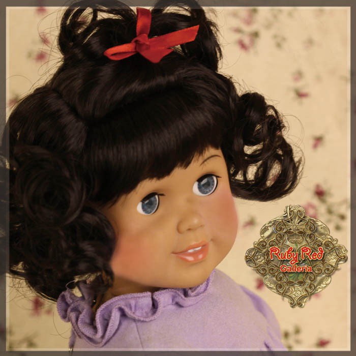 Black Curly Wig with Bangs for 18” Play Girl (AD0028A)