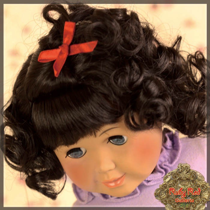 Black Curly Wig with Bangs for 18” Play Girl (AD0028A)