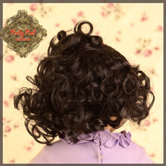 Black Curly Wig with Bangs for 18” Play Girl (AD0028A)