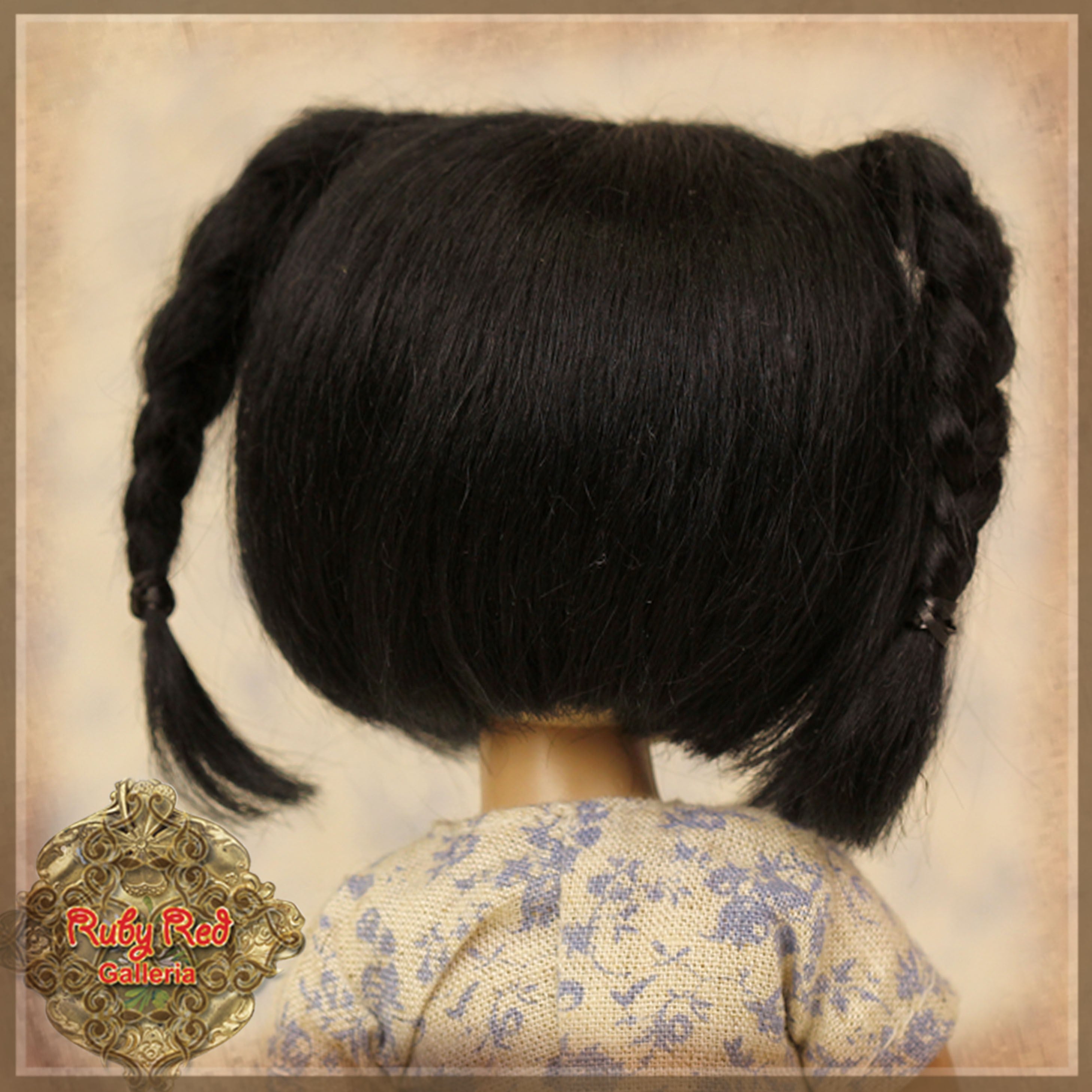 Black with Braids Mohair Wig for 8" Dolls (HD0009A)