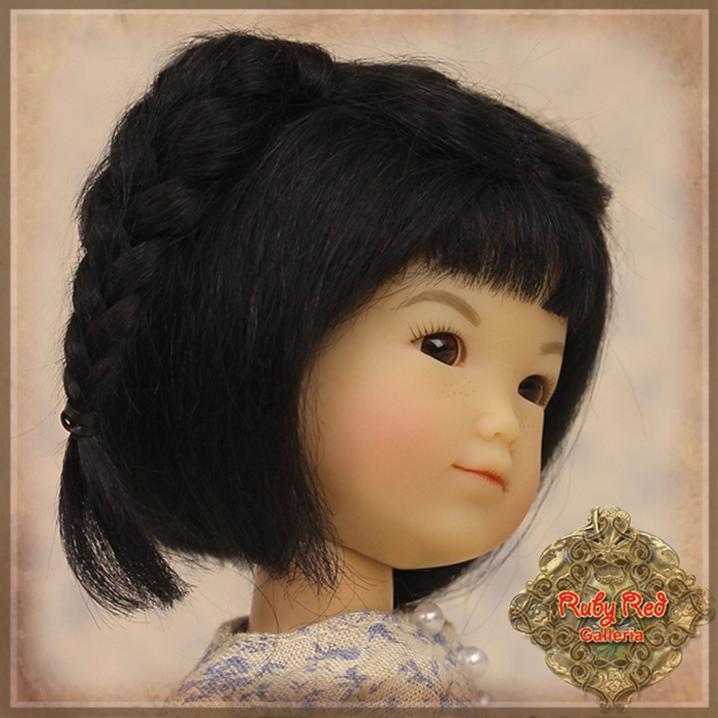 Black with Braids Mohair Wig for 8" Dolls (HD0009A)