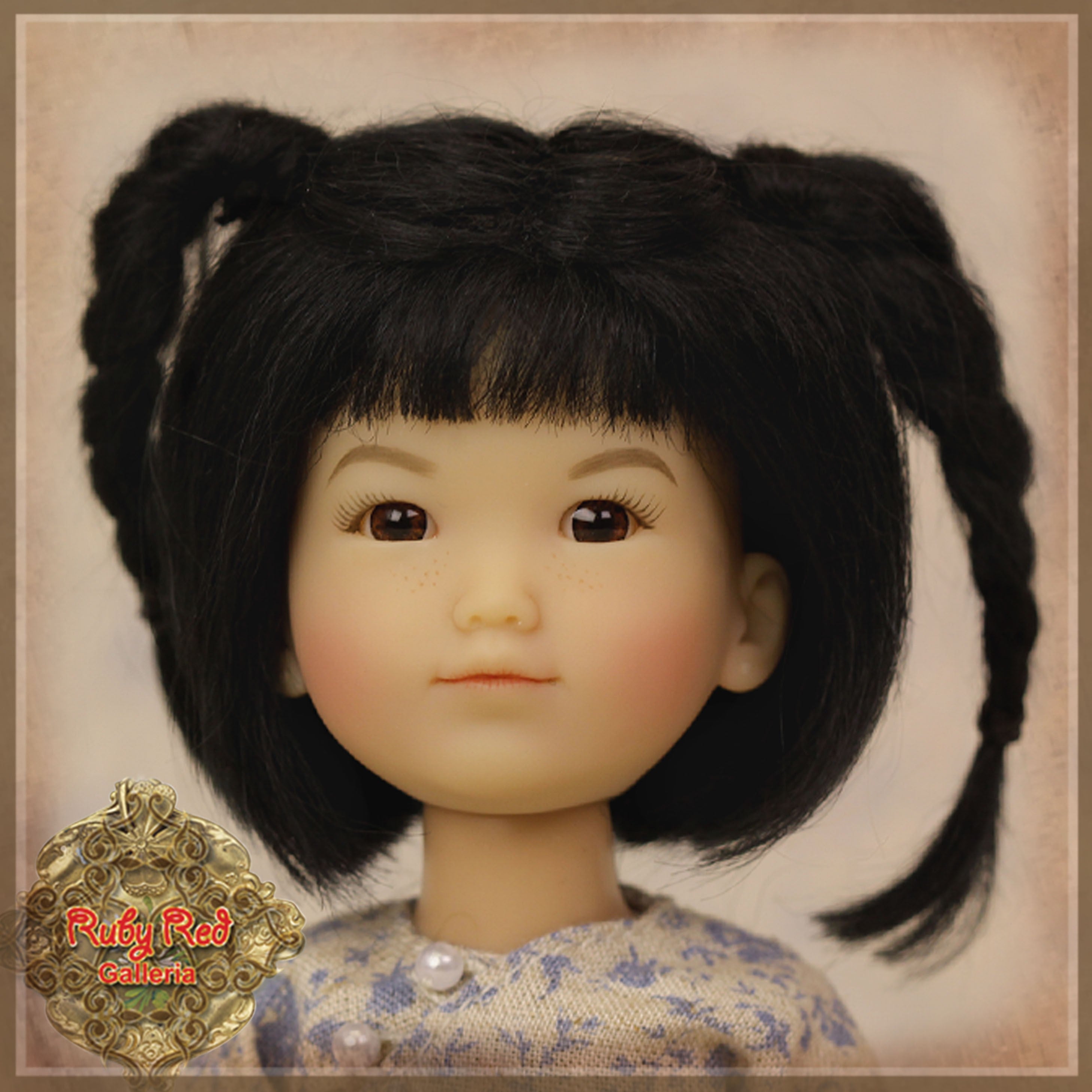 Black with Braids Mohair Wig for 8" Dolls (HD0009A)