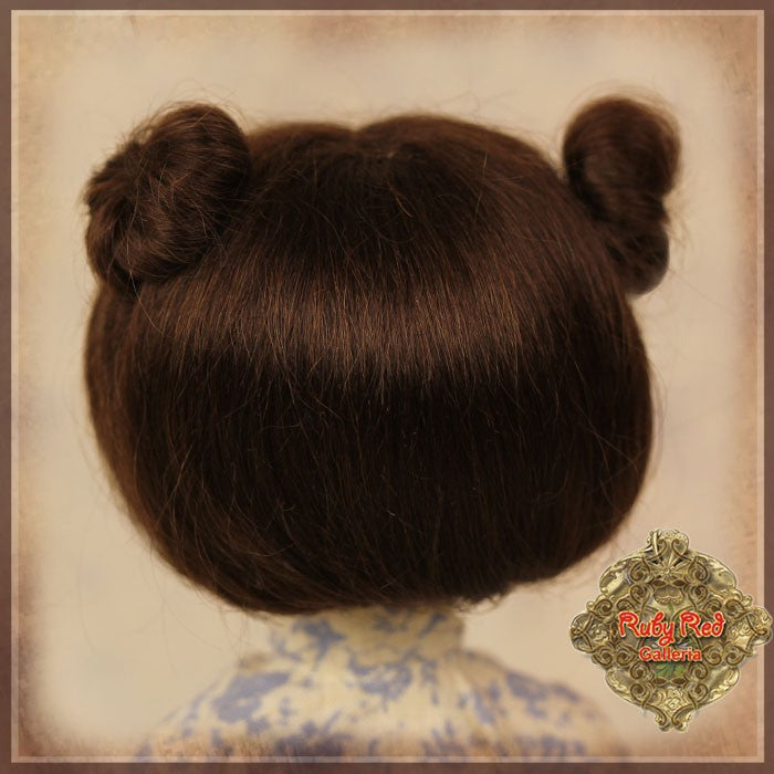 Dark Brown with Buns Mohair Wig for 8" Dolls (HD0010A)