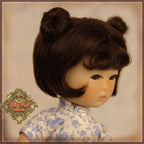 Dark Brown with Buns Mohair Wig for 8" Dolls (HD0010A)
