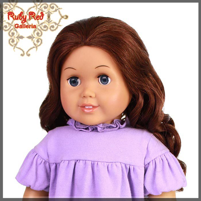 Curly Dark Auburn Parting Wig for 18" Girl (AD0012C)