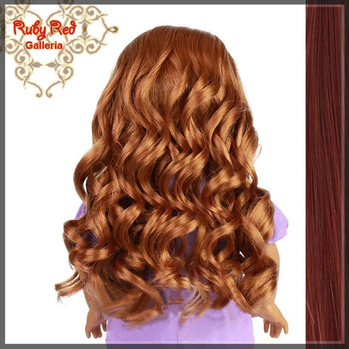 Curly Dark Auburn Parting Wig for 18" Girl (AD0012C)