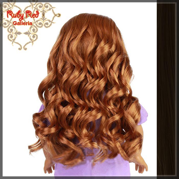 Curly Dark Brown Parting Wig for 18" Girl (AD0012A)