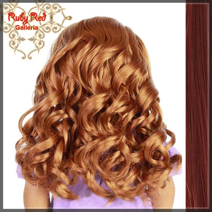 Curly Dark Auburn Parting Wig for 18" Girl (AD0011C)