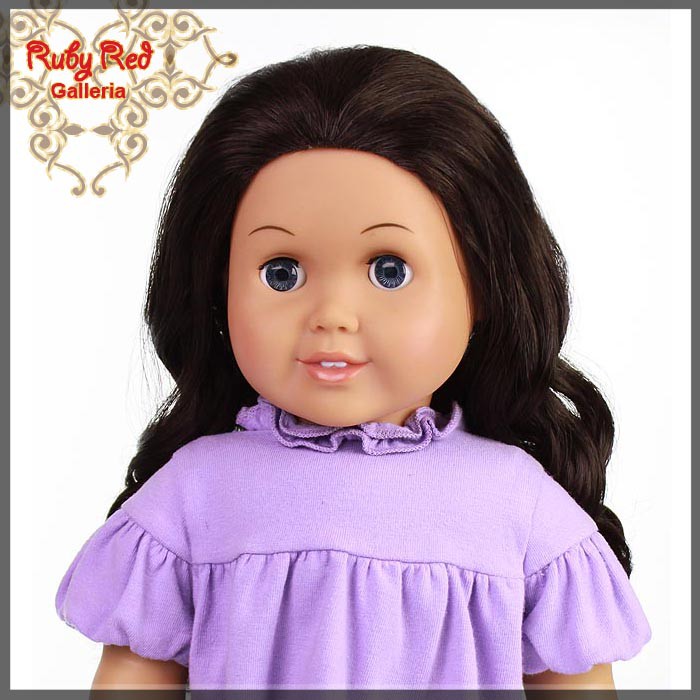 Curly Dark Brown Parting Wig for 18" Girl (AD0011A)