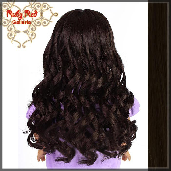 Curly Dark Brown Bang Wig for 18" Girl (AD0009A)
