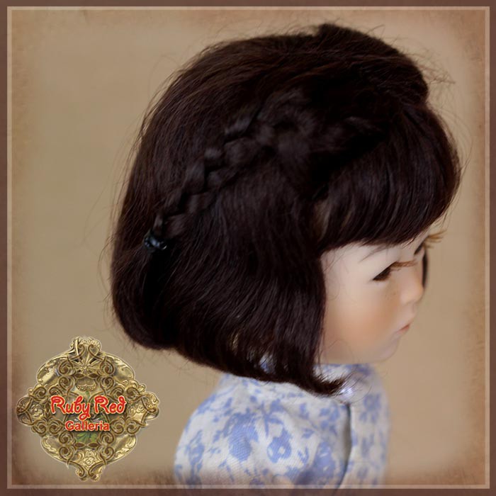 Brunette with Braids Mohair Wig for 8" Dolls (HD0011A)