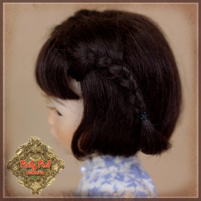 Brunette with Braids Mohair Wig for 8" Dolls (HD0011A)