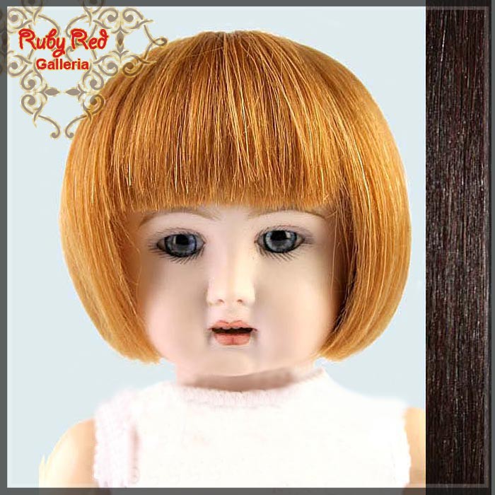 Medium Brown Mohair/Human Hair Wig for 11.5" Bleuette Doll Style 4 (ED0004MH7)