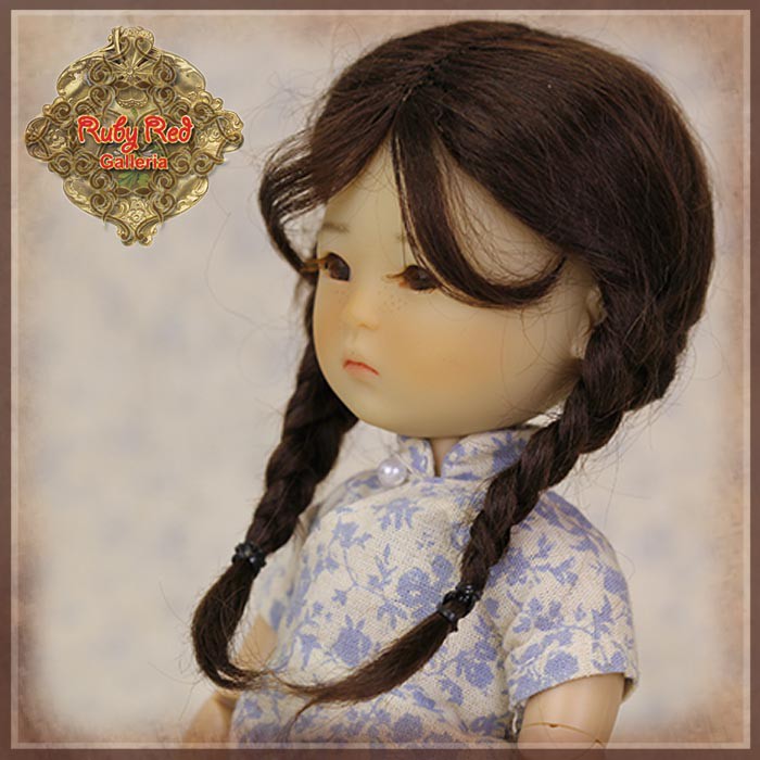 Dark Brown with Braids Mohair Wig for 8" Dolls (HD0014B)
