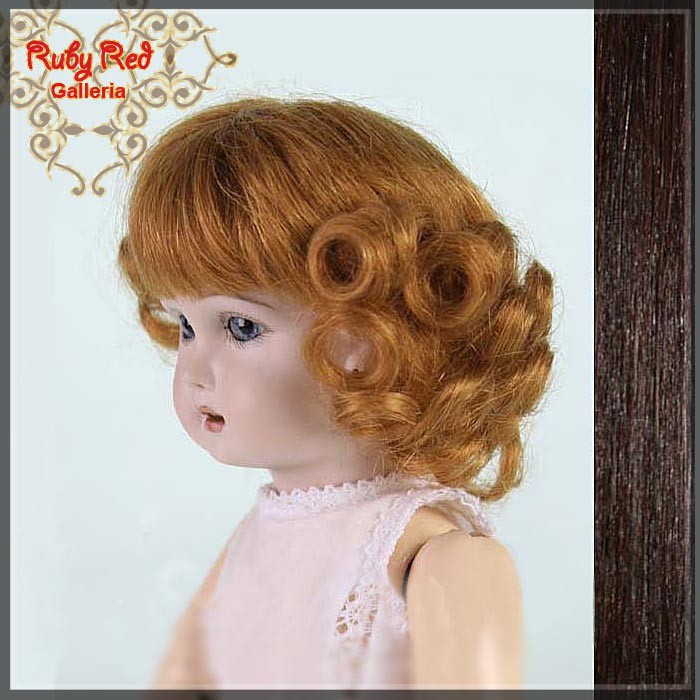 Medium Brown Human Hair/Mohair Wig for 11.5" Bluette Dolls Style 2(ED0002MH7)