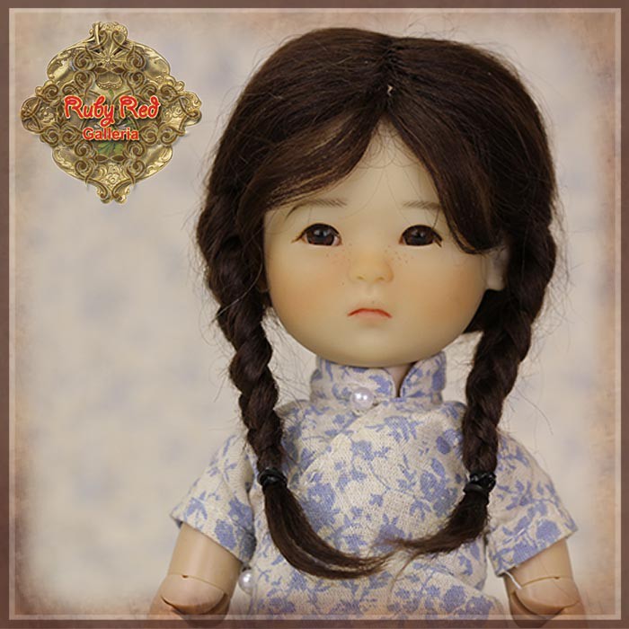 Dark Brown with Braids Mohair Wig for 8" Dolls (HD0014B)