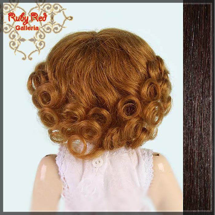 Medium Brown Human Hair/Mohair Wig for 11.5" Bluette Dolls Style 2(ED0002MH7)