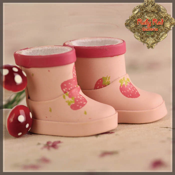 2.2cm Pink Strawberry Rain Boots for Blythe, Pullip & Momoko Dolls (RH0076A)
